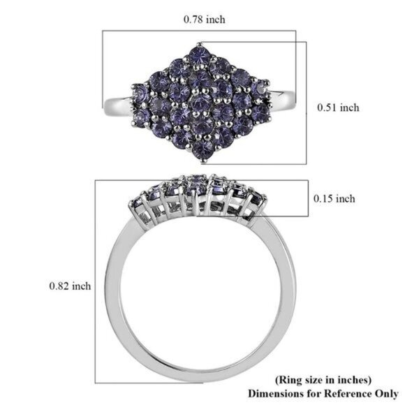 Purple Tanzanite Crystal Cluster Ring – Platinum Hypoallergenic Violet Fire Sz 8 - Picture 6 of 6